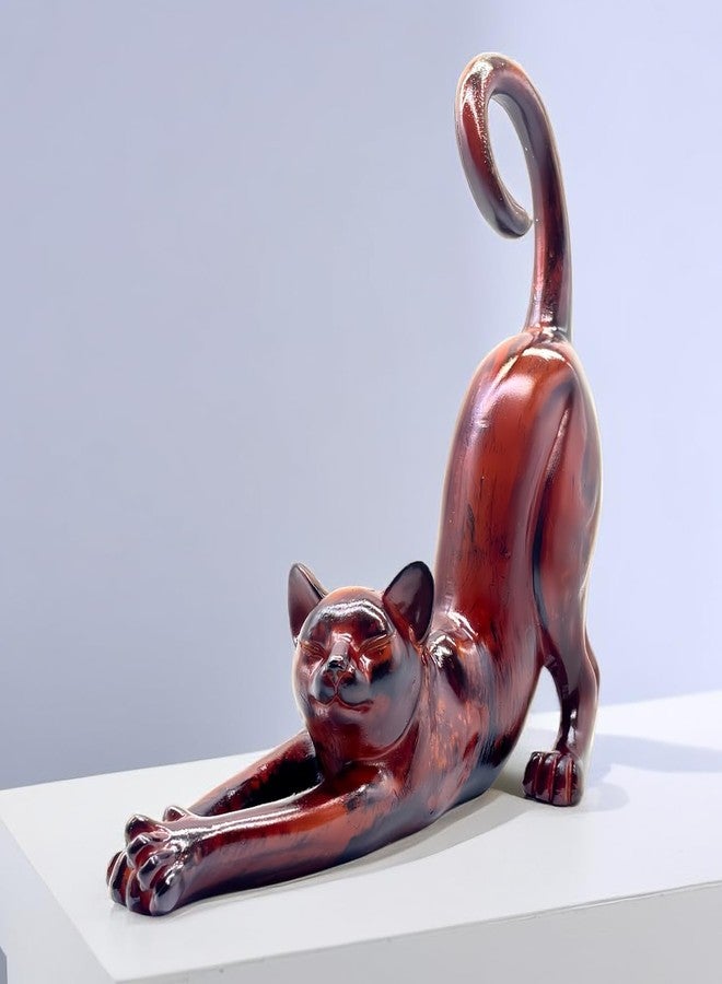 SHTWX Cat Stretching Statue Figurine Sculpture Gifts for Cat Lover Art Cat Office Home Decor Desk Accessories Decoration - Image 4